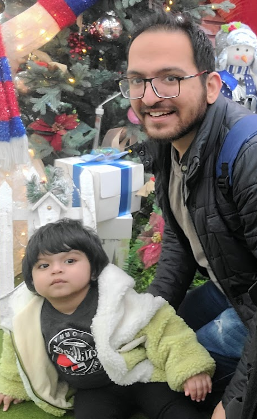 With my son
